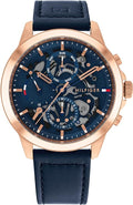 Tommy Hilfiger Henry Chronograph Quartz Blue Dial Blue Leather Strap Watch For Men - 1710475