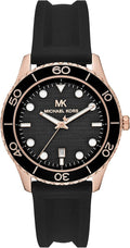 Michael Kors Runway Quartz Black Dial Black Silicone Strap Watch For Women - MK6852