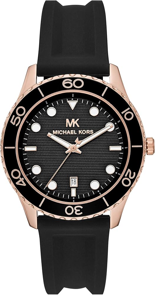 Michael Kors Runway Quartz Black Dial Black Silicone Strap Watch For Women - MK6852