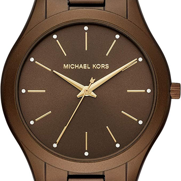 Michael Kors Slim Runway Brown Dial Brown Steel Strap Watch For Women - MK4508