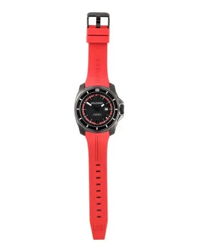 Tommy Hilfiger Windsurf Black Dial Red Rubber Strap Watch for Men - 1791112