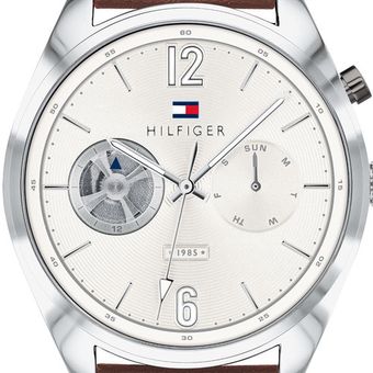 Tommy Hilfiger Deacon White Dial Brown Leather Strap Watch for Men - 1791550