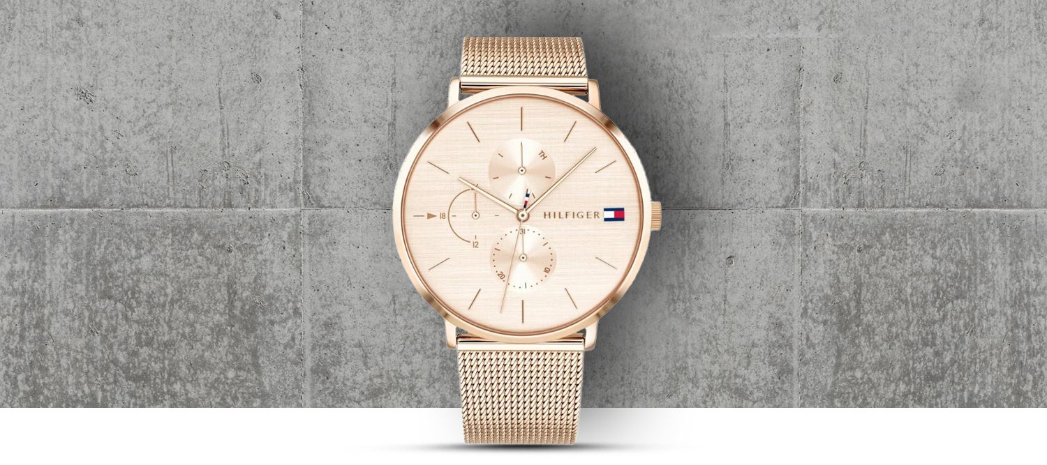 Tommy Hilfiger Jenna Quartz Rose Gold Dial Rose Gold Mesh Bracelet Watch For Women - 1781944