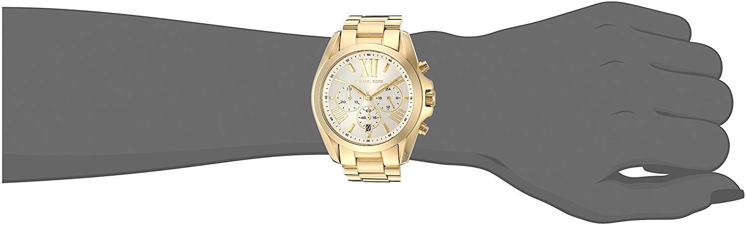 Michael Kors Bradshaw Chronograph White Dial Gold Steel Strap Watch For Women - MK6266