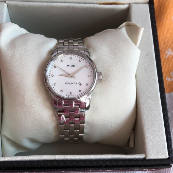 Mido Baroncelli Automatic Mother Of Pearl Dial Silver Steel Strap Watch For Women - M7600.4.69.1