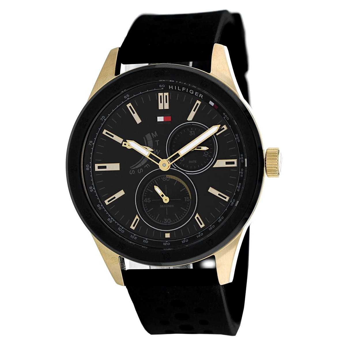 Tommy Hilfiger Austin Black Dial Black Rubber Strap Watch for Men - 1791636