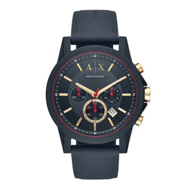 Armani Exchange Outerbanks Chronograph Blue Dial Blue Silicone Strap Watch For Men - AX1335