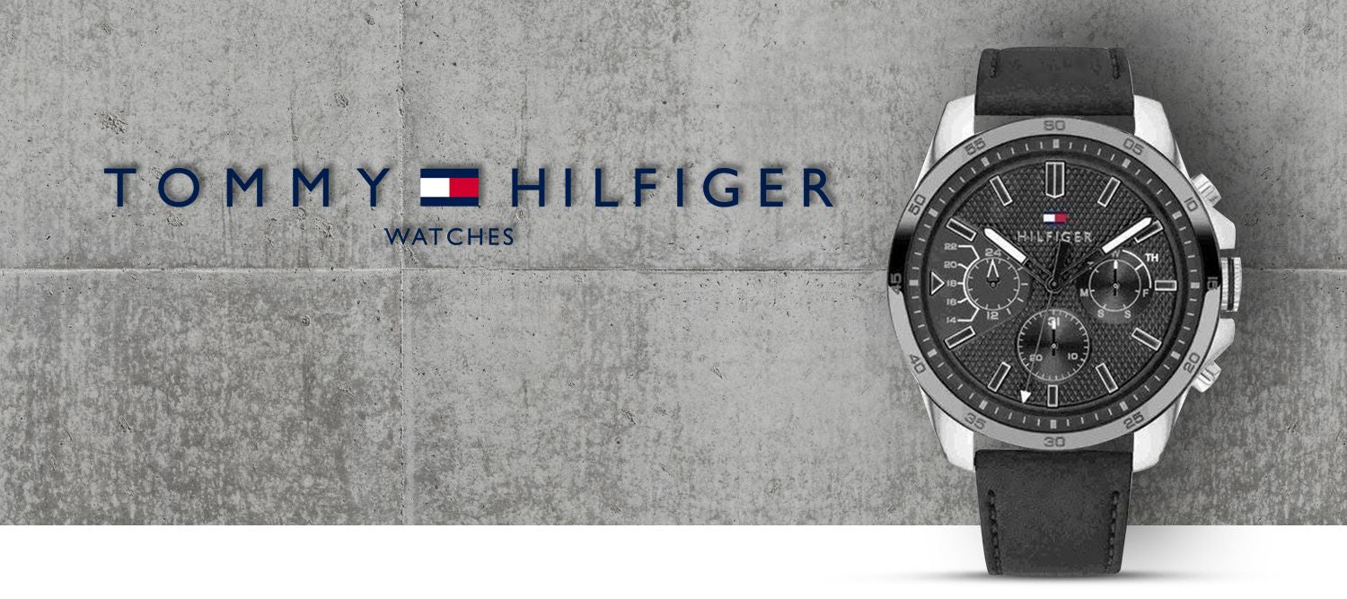 Tommy Hilfiger Decker Black Dial Black Leather Strap Watch for Men - 1791563