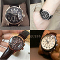 Guess Exec Chronograph Quartz Black Dial Black Leather Strap Watch for Men - W0076G1