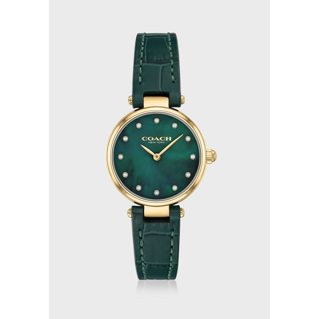 Coach Park Analog Green Dial Green Leather Strap Watch for Women - 14503534