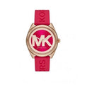 Michael Kors Janelle Three Hand Red Dial Red Rubber Strap Watch For Women - MK7142