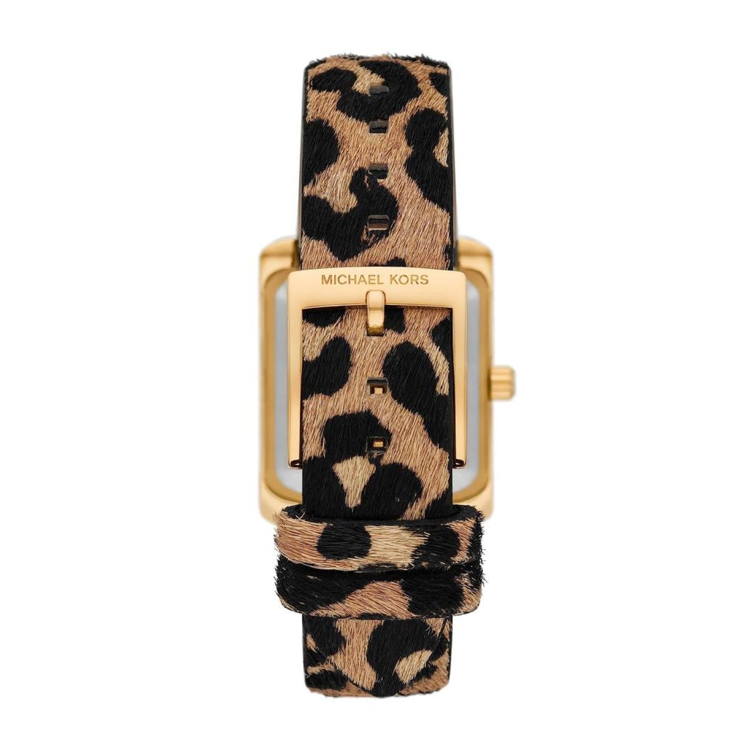 Michael Kors Emery Quartz Diamonds Black Dial Cheetah Print Leather Strap Watch For Women - MK7387