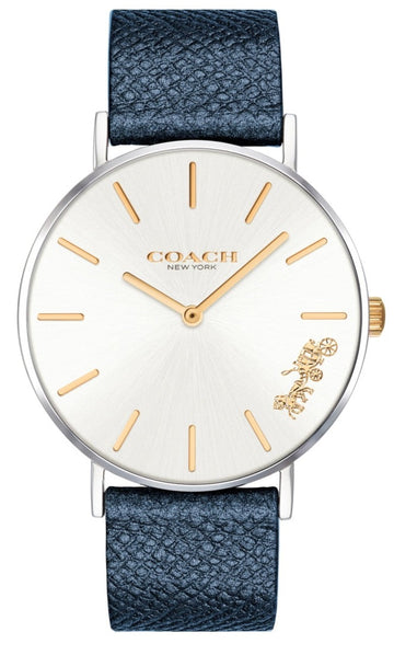 Coach Perry White Dial Blue Leather Strap Watch for Women - 14503156