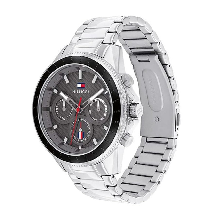 Tommy Hilfiger Aiden Chronograph Quartz Grey Dial Silver Steel Strap Watch For Men - 1791857