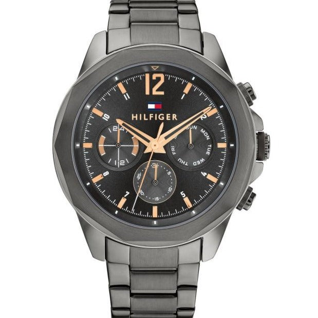 Tommy Hilfiger Lars Chronograph Black Dial Black Steel Strap Watch For Men - 1792061