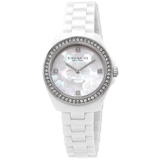 Coach Preston Mother of Pearl Dial White Steel Strap Watch for Women - 14503661