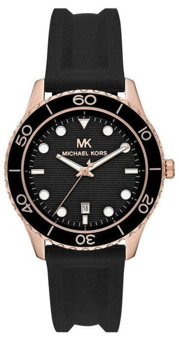 Michael Kors Runway Quartz Black Dial Black Silicone Strap Watch For Women - MK6852