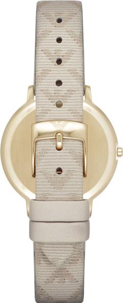 Emporio Armani Kappa Quartz Silver Dial Beige Leather Strap Watch For Women - AR11042