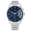 Tommy Hilfiger Baker Quartz Blue Dial Silver Steel Strap Watch For Men - 1710448