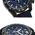 Versace V-Ray Chronograph Quartz Blue Dial Black Leather Strap Watch For Men - VEDB00418