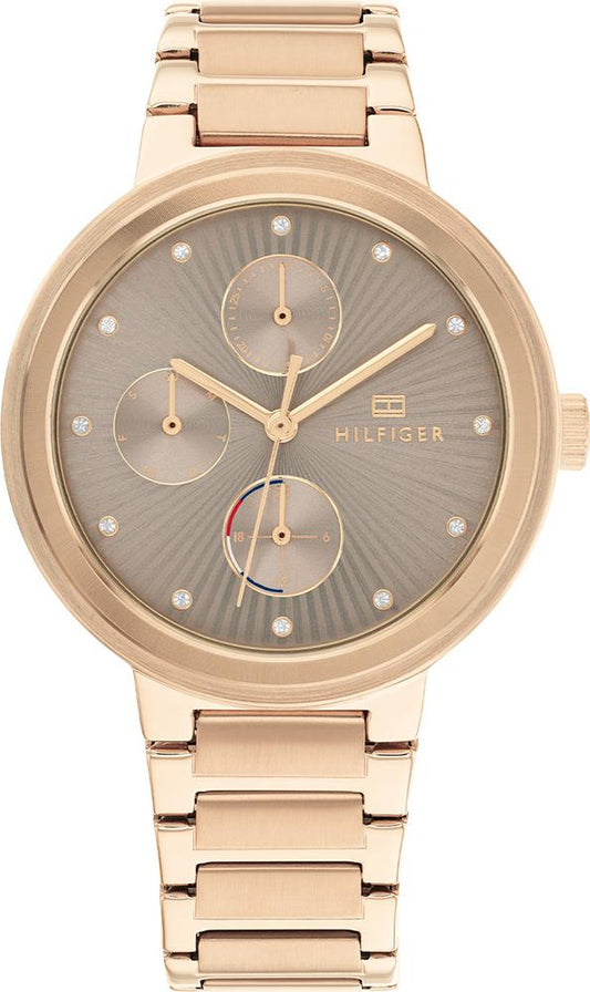 Tommy Hilfiger Joy Chronograph Gold Dial Gold Steel Strap Watch For Women - 1782533