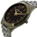 Michael Kors Slim Runway Quartz Black Dial Green Steel Strap Watch For Men - MK8715