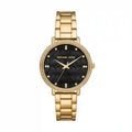 Michael Kors Pyper Three-Hand Black Dial Gold Steel Strap Watch For Women - MK4593