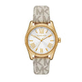 Michael Kors Lexington Analog Silver Dial White Leather Strap Watch For Women - MK4746