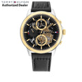 Tommy Hilfiger Henry Chronograph Black Dial Black Leather Strap Watch For Men - 1710474