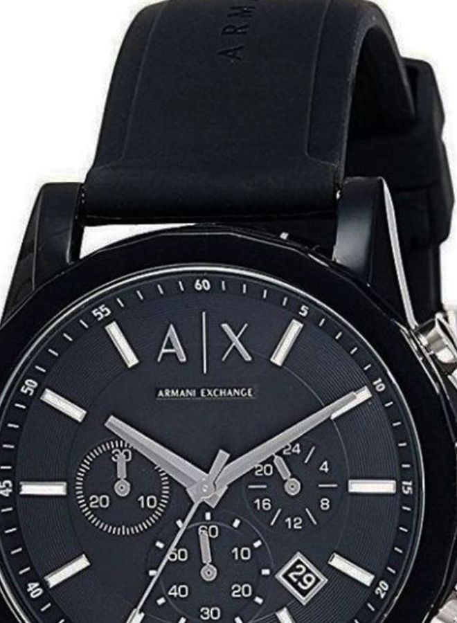 Armani Exchange Outerbanks Chronograph Black Dial Black Silicone Strap Watch For Men - AX1326