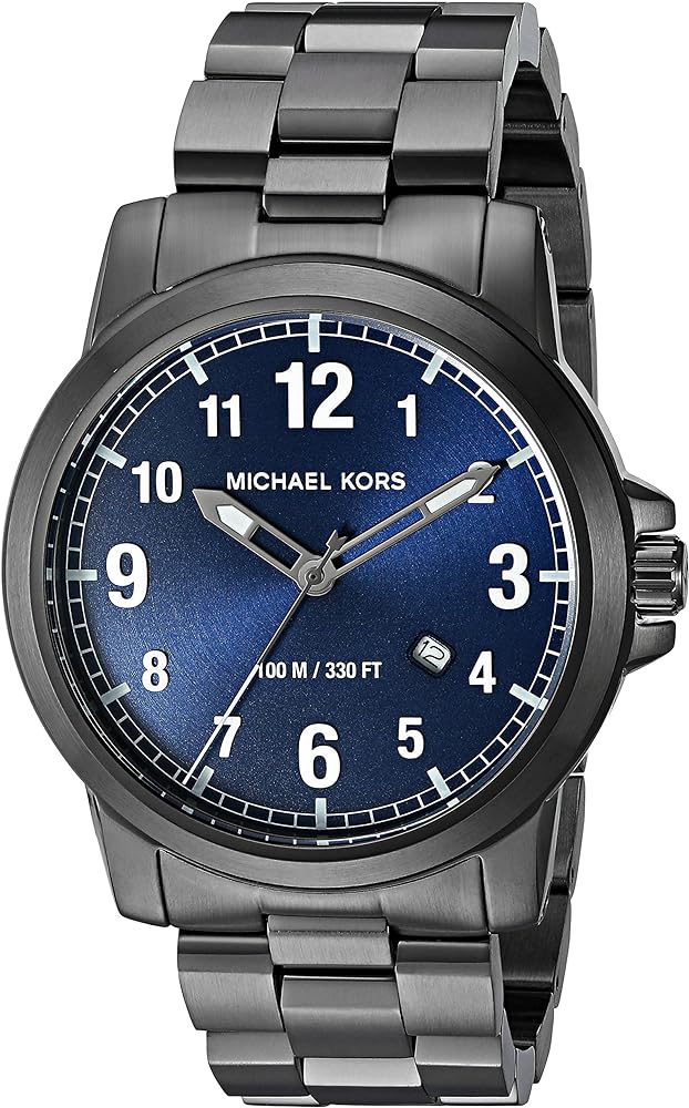 Michael Kors Paxton Analog Blue Dial Grey Steel Strap Watch For Men - MK8499