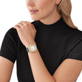 Michael Kors Harlowe Analog White Dial Black Leather Strap Watch For Women - MK2988