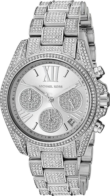 Michael Kors Mini Bradshaw Crystals Silver Dial Silver Steel Strap Watch For Women - MK6454