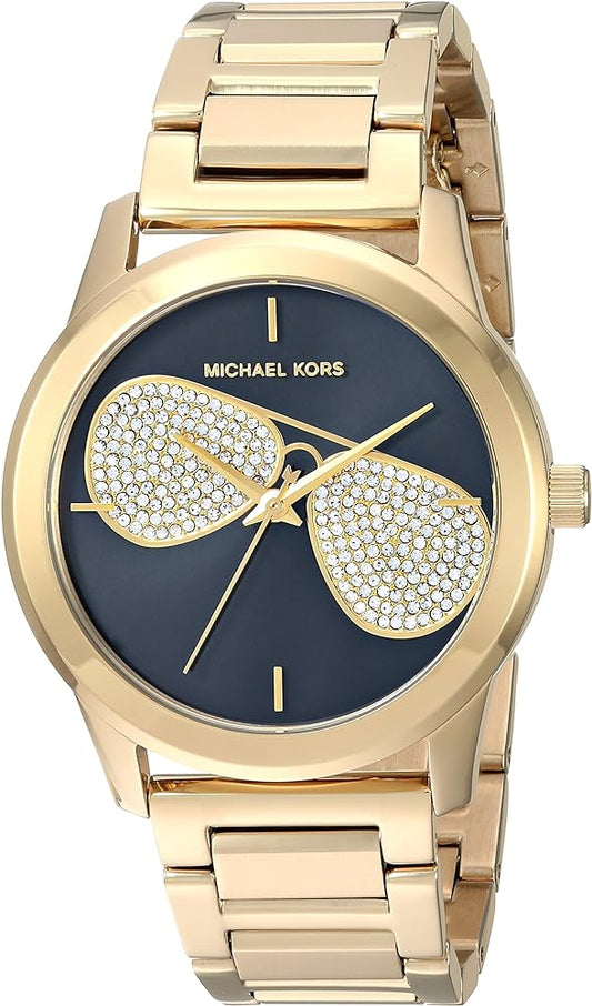 Michael Kors Hartman Analog Quartz Black Dial Gold Steel Strap Watch For Women - MK3647