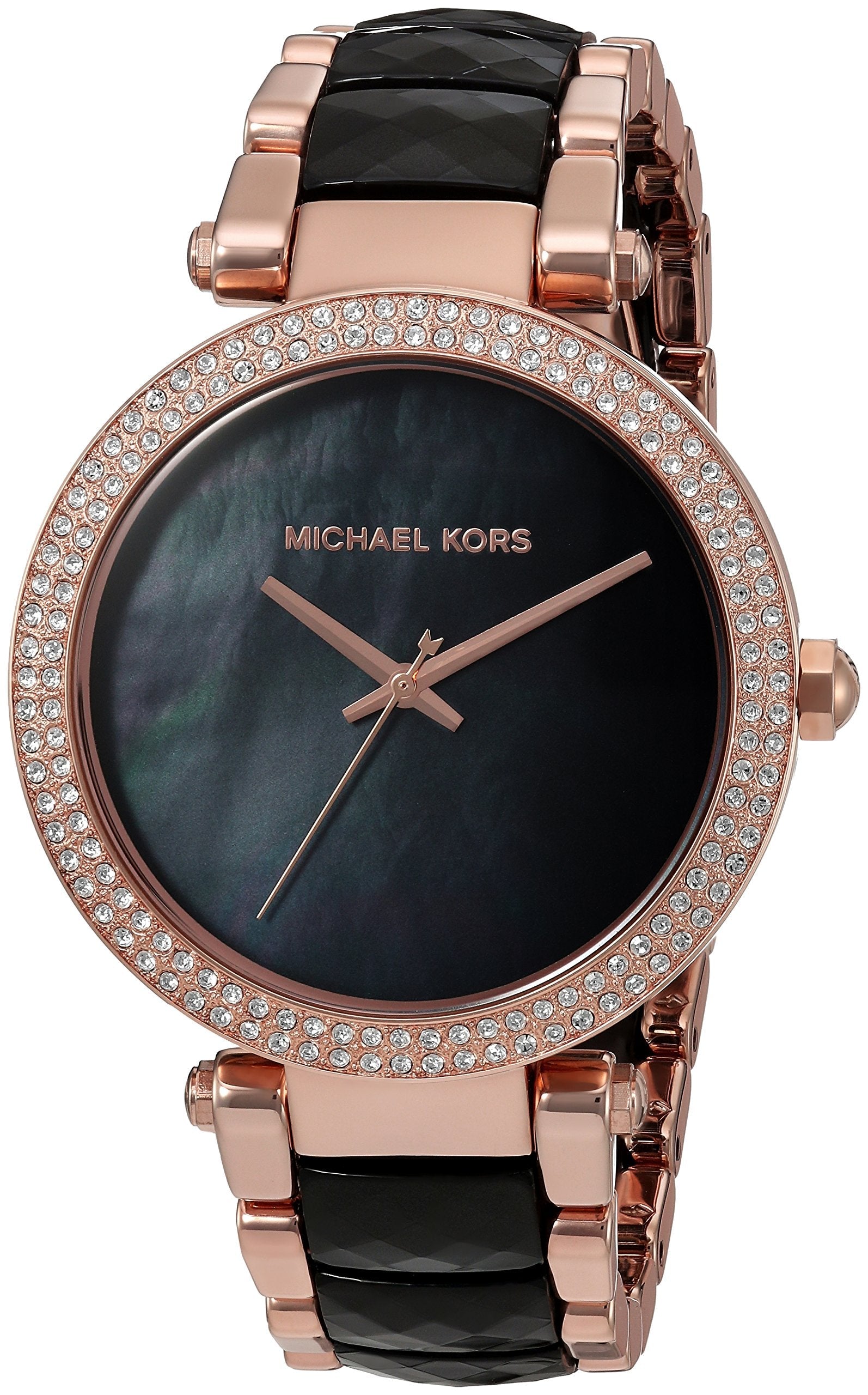 Michael Kors Parker Black Mother of Pearl Dial Two Tone Steel Strap Watch for Women - MK6414