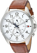 Tommy Hilfiger Dean Quartz Multifunction White Dial Brown Leather Strap Watch for Men - 1791274