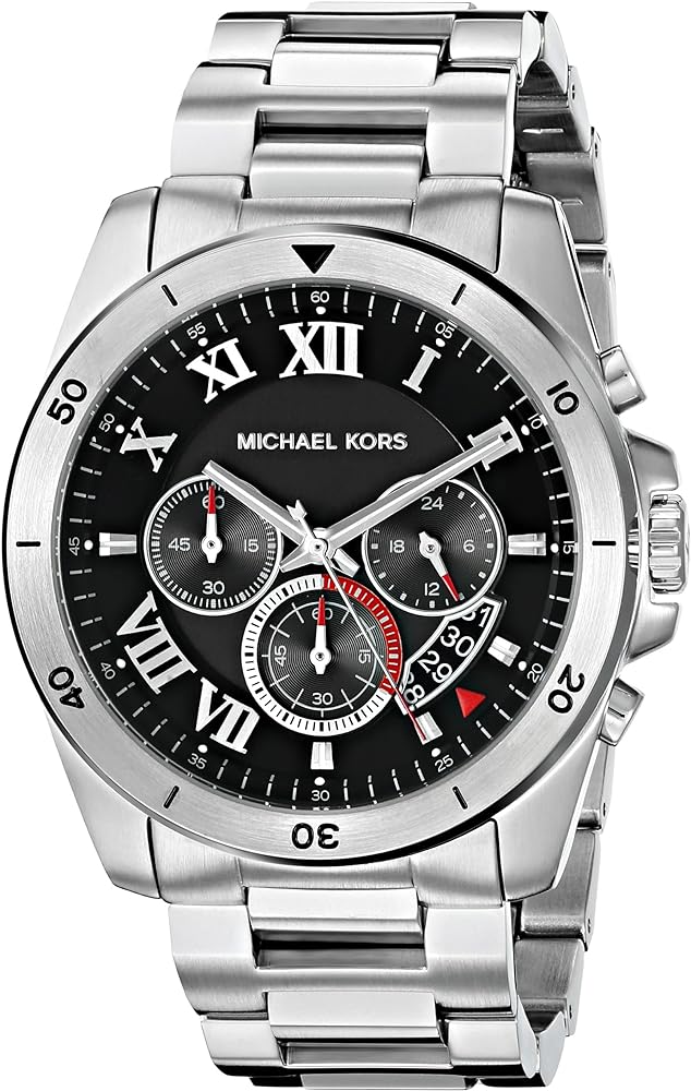 Michael Kors Brecken Chronograph Quartz Black Dial Silver Steel Strap Watch For Men - MK8438