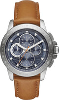 Michael Kors Ryker Chronograph Analog Blue Dial Brown Leather Strap Watch For Men - MK8518