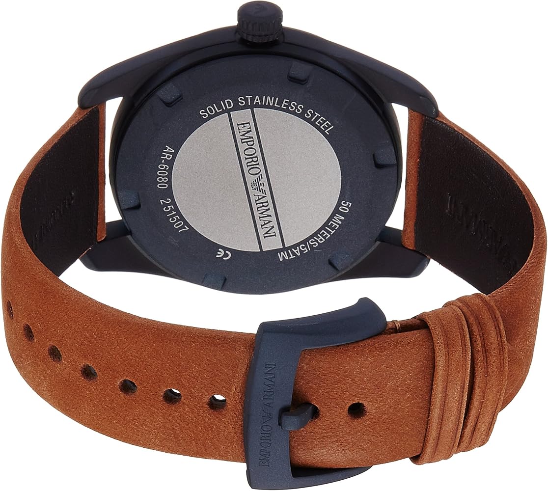 Emporio Armani Sportivo Analog Brown Dial Brown Leather Strap Watch For Men - AR6080