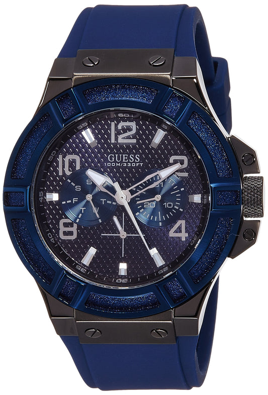 Guess Rigor Analog Blue Dial Blue Rubber Strap Watch For Men - W0248G5