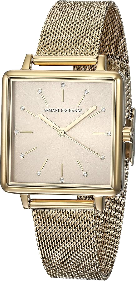 Armani Exchange Lola Quartz Gold Dial Gold Mesh Strap Watch For Women - AX5801