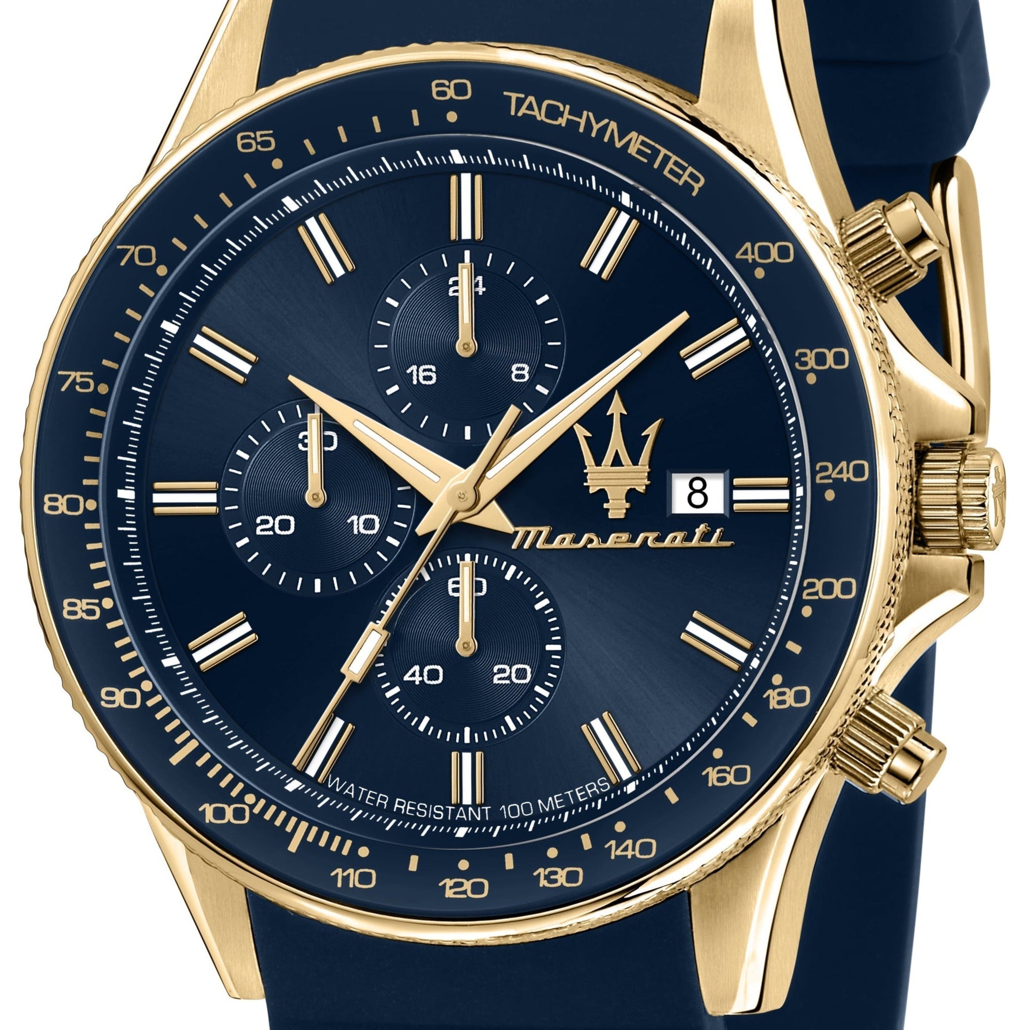 Maserati SFIDA Chronograph Blue Dial Blue Rubber Strap Watch For Men - R8871640004