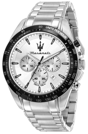 Maserati Traguardo Chronograph Silver Dial Silver Steel Strap Watch For Men - R8873612049