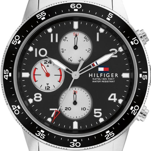 Tommy Hilfiger Jimmy Multifunction Black Dial Silver Steel Strap Watch For Men  - 1791950