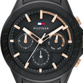 Tommy Hilfiger Aiden Chronograph Black Dial Black Steel Strap Watch For Men - 1791858