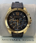 Michael Kors Brecken Chronograph Black Dial Brown Silicone Strap Watch For Men - MK8849