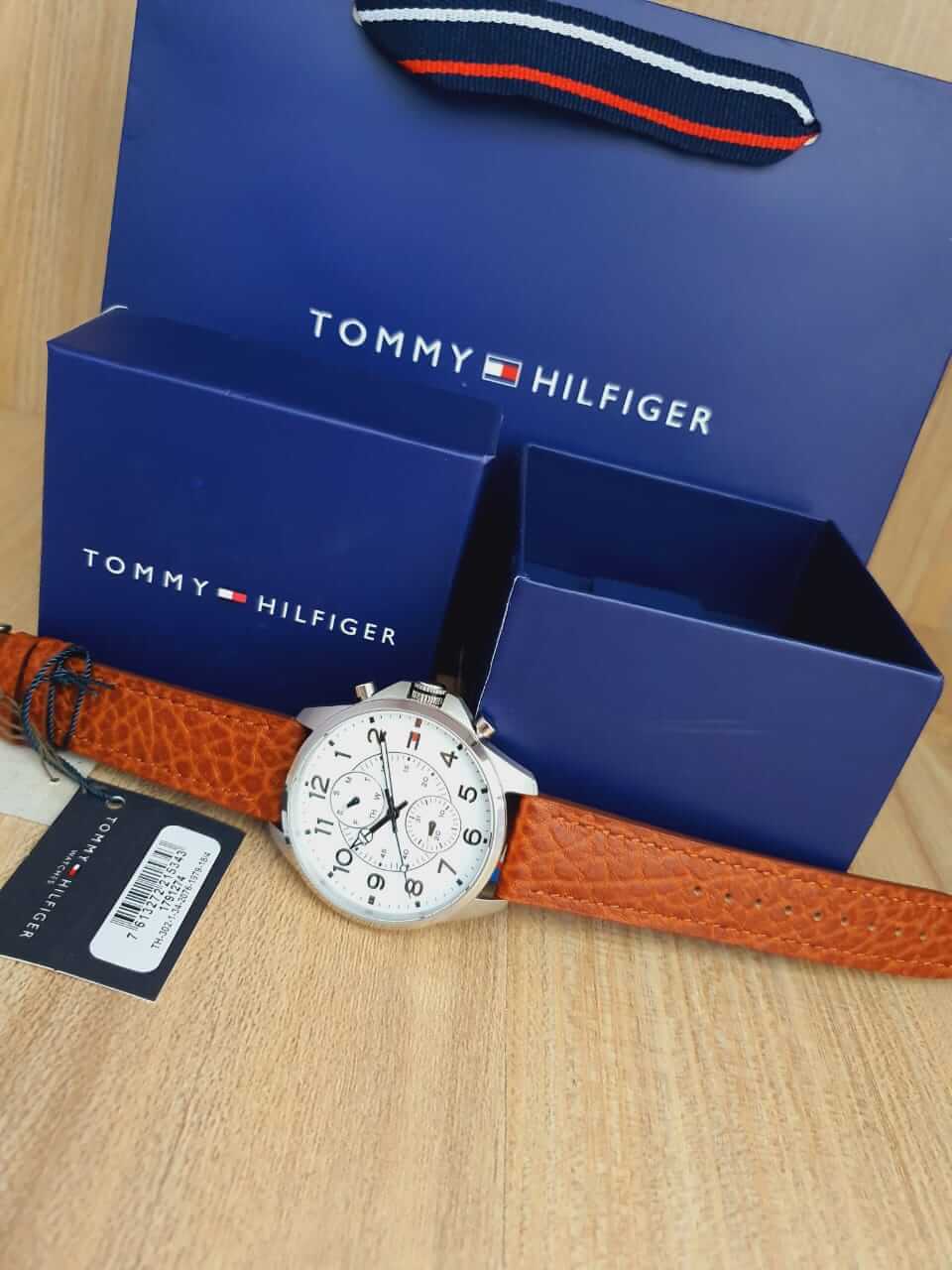 Tommy Hilfiger Dean Quartz Multifunction White Dial Brown Leather Strap Watch for Men - 1791274