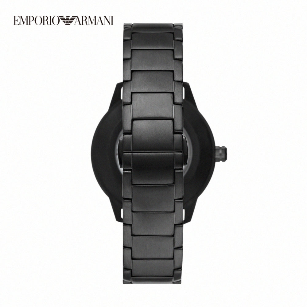 Emporio Armani Meccanico Automatic Black Dial Black Steel Strap Watch For Men - AR60054