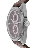 Emporio Armani Claudio Chronograph Brown Dial Brown Leather Strap Watch For Men - AR11482