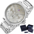 Tommy Hilfiger Chronograph Grey Dial Silver Steel Strap Watch for Men - 1710382